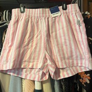 Old Navy Pink and White high waisted Linen Shorts